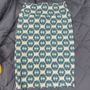 Lularoe pattern Cassie skirt - tan/blue